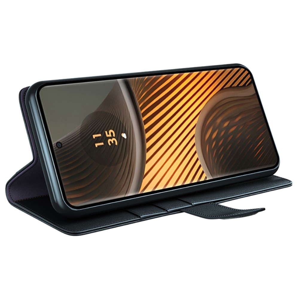 Ekte Lærveske Motorola Edge 50 Ultra Svart