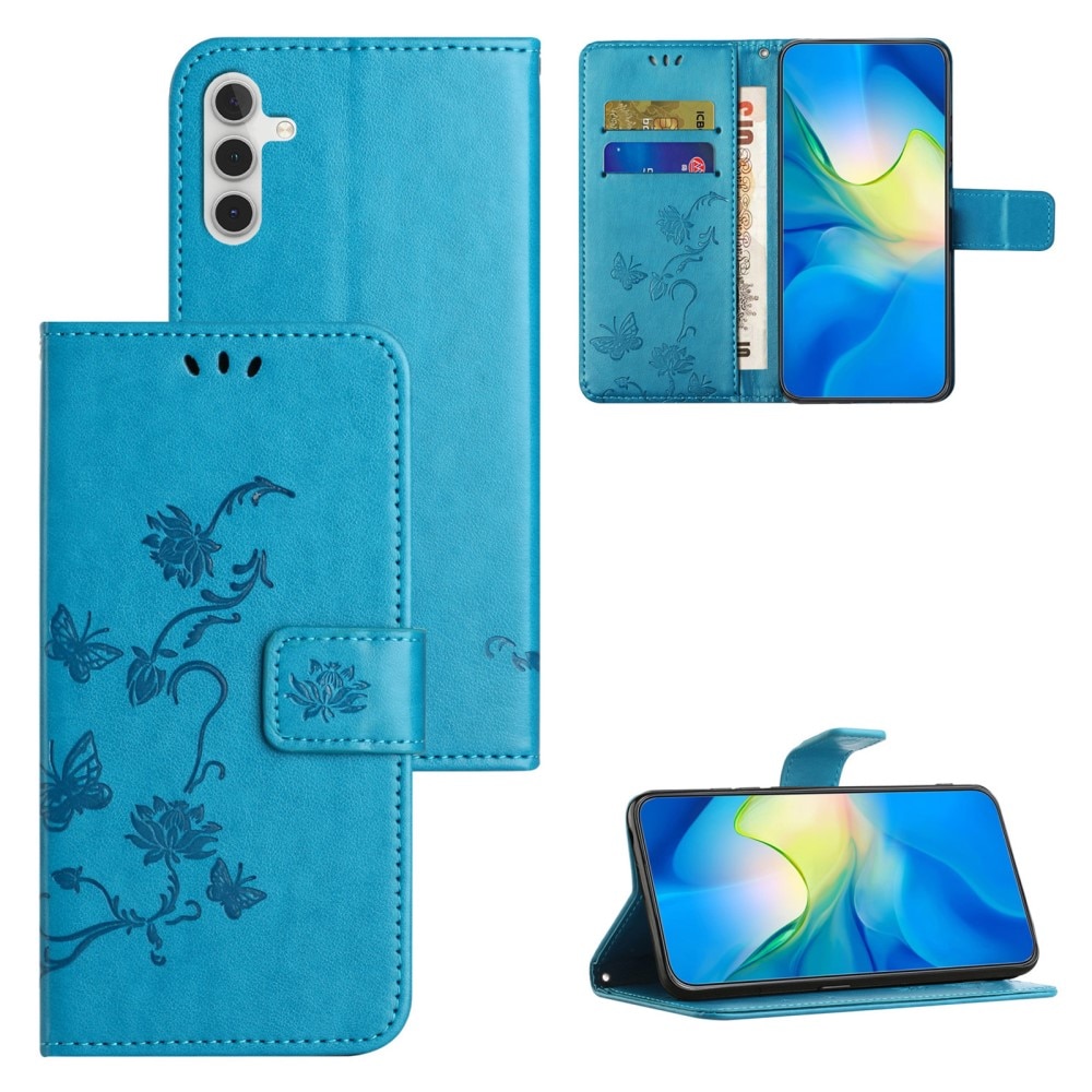 Lærveske Sommerfugler Samsung Galaxy S24 FE Blå