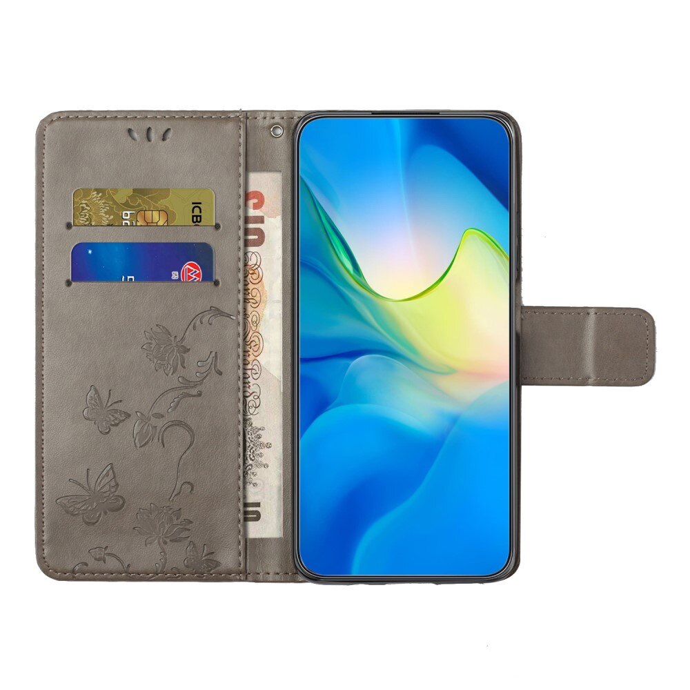 Lærveske Sommerfugler Samsung Galaxy S24 FE Grå
