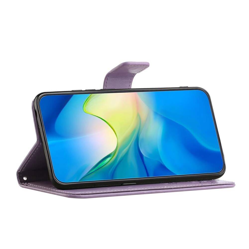 Lærveske Sommerfugler Samsung Galaxy A04 Lilla