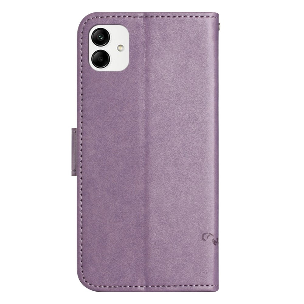Lærveske Sommerfugler Samsung Galaxy A04 Lilla