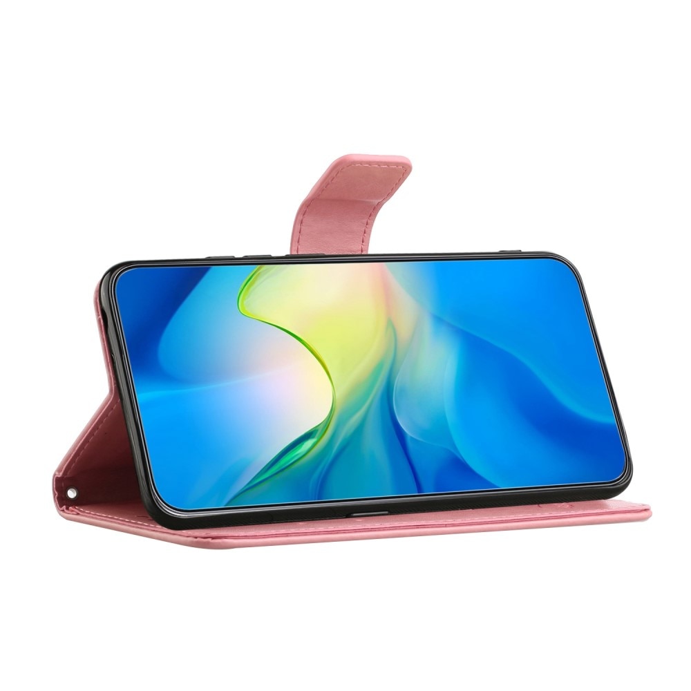 Lærveske Sommerfugler Samsung Galaxy A04 rosa