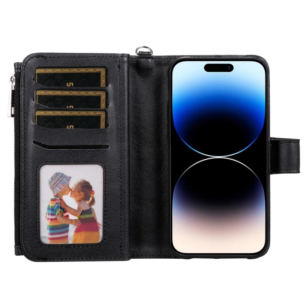 Zipper Magnet Wallet iPhone 14 Pro svart