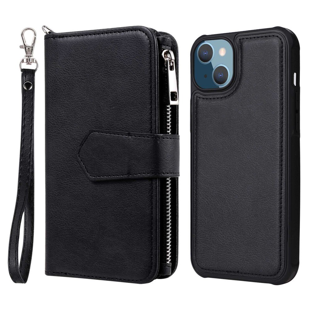 Zipper Magnet Wallet iPhone 14 Plus svart