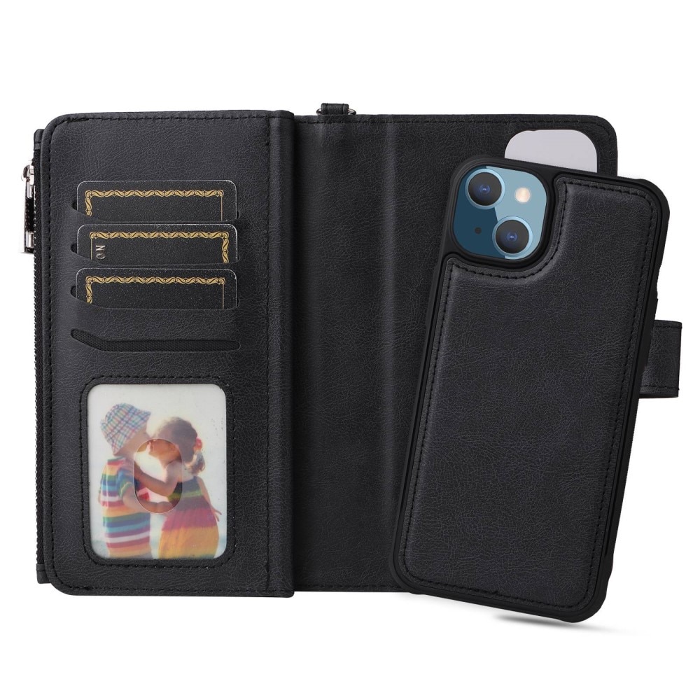 Zipper Magnet Wallet iPhone 14 Plus svart