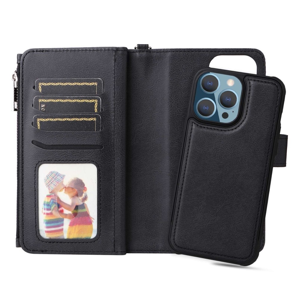 Zipper Magnet Wallet iPhone 14 Pro Max svart