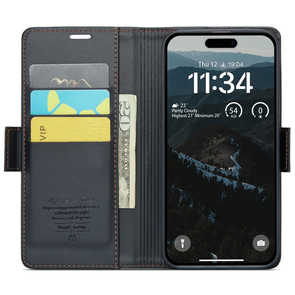 RFID blocking Slim Lommebokveske iPhone 17 Svart