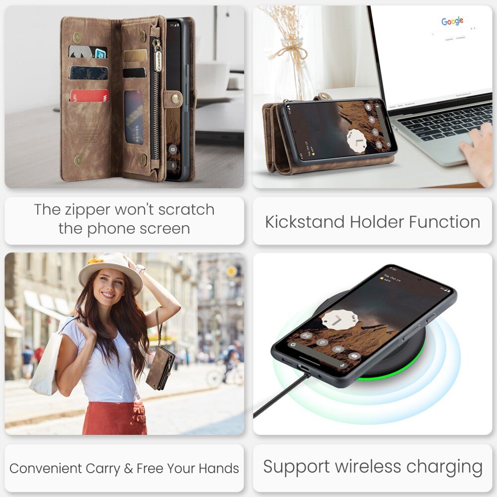 Multi-slot Lommeboksetui Google Pixel 9 Pro XL Brun