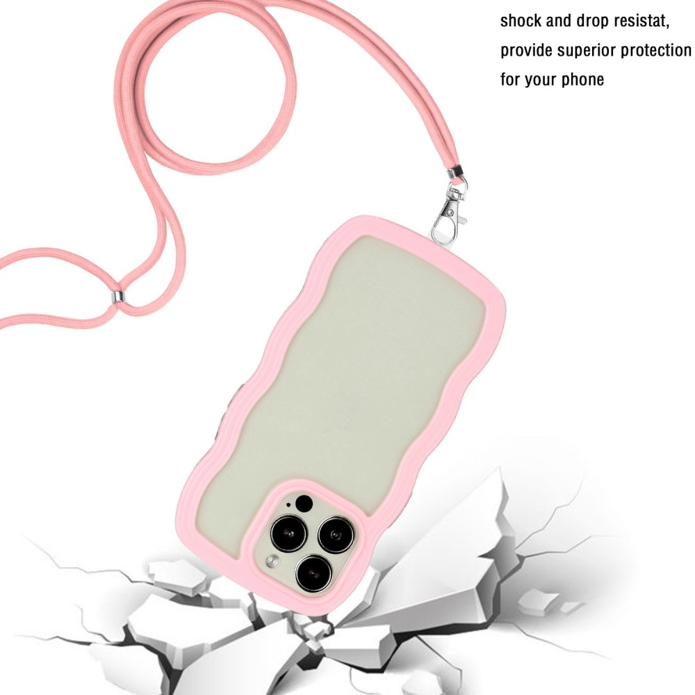 Wavy Edge Deksel Halskjede iPhone 14 Pro rosa