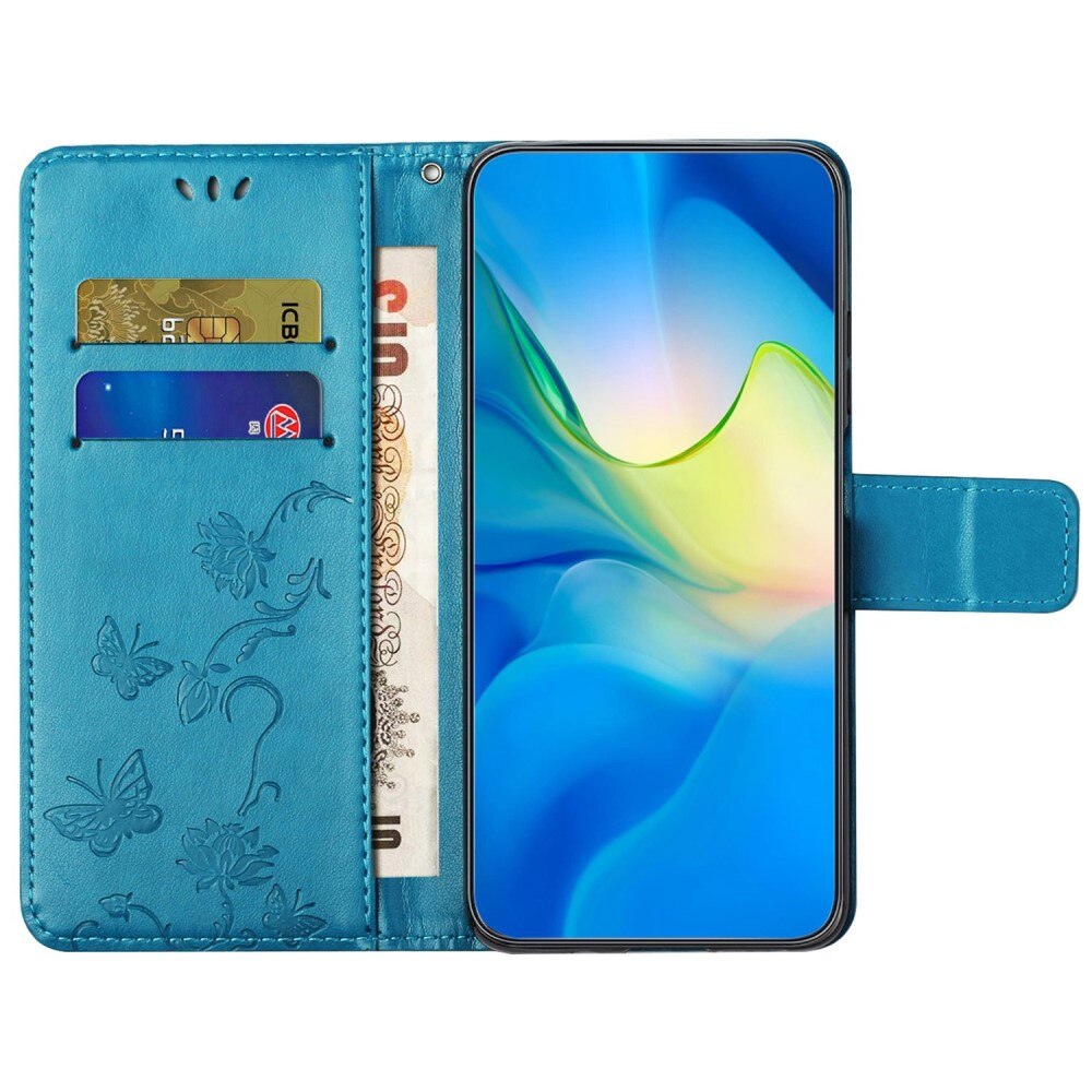 Lærveske Sommerfugler Motorola Moto E22i Blå