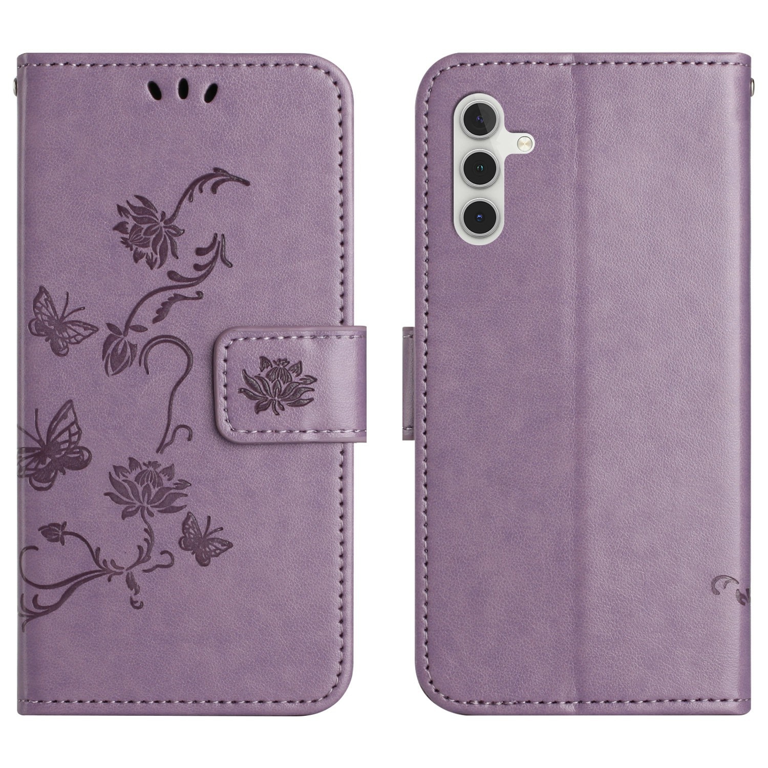 Lærveske Sommerfugler Samsung Galaxy A17 Lilla