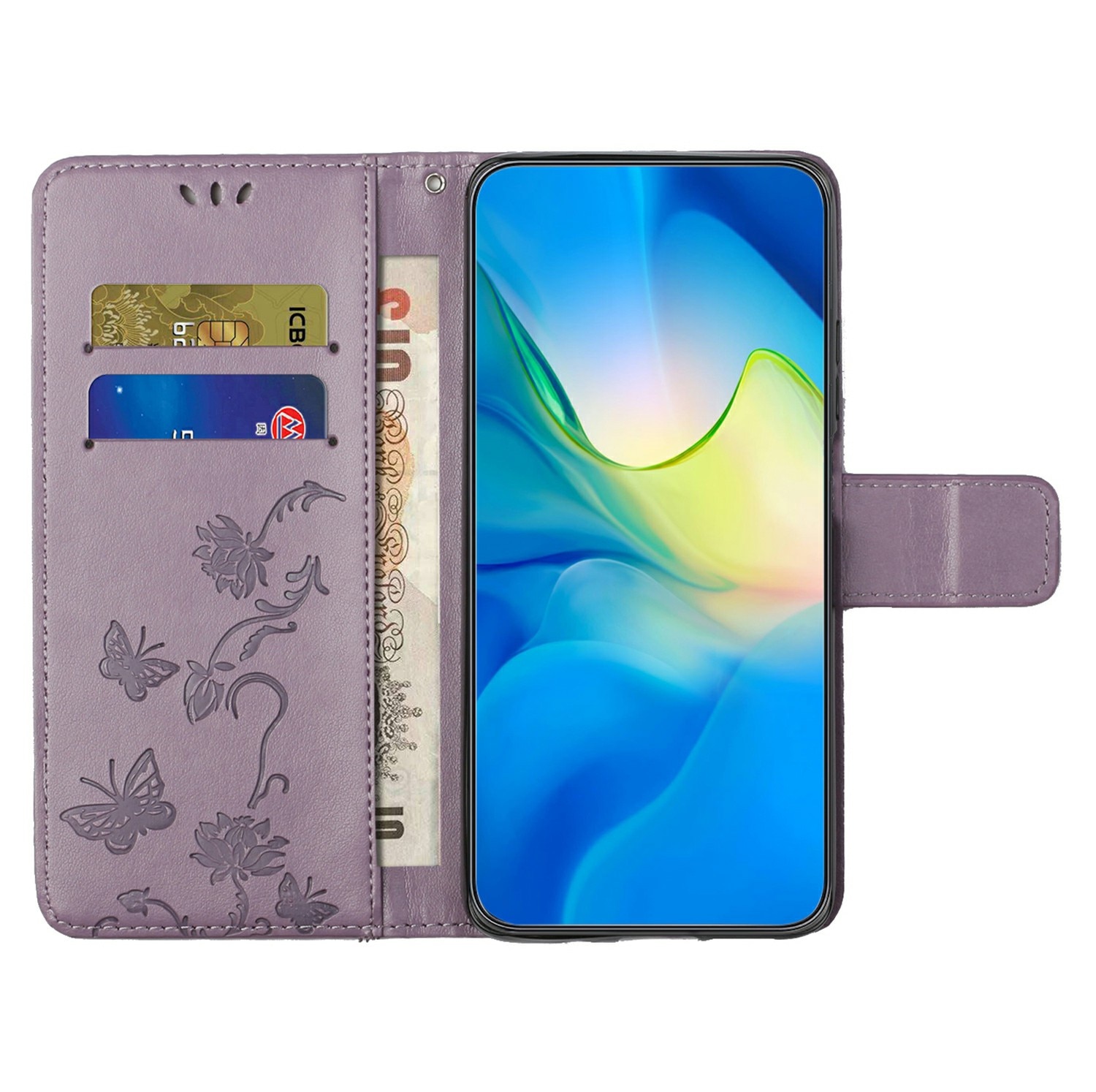 Lærveske Sommerfugler Samsung Galaxy A17 Lilla