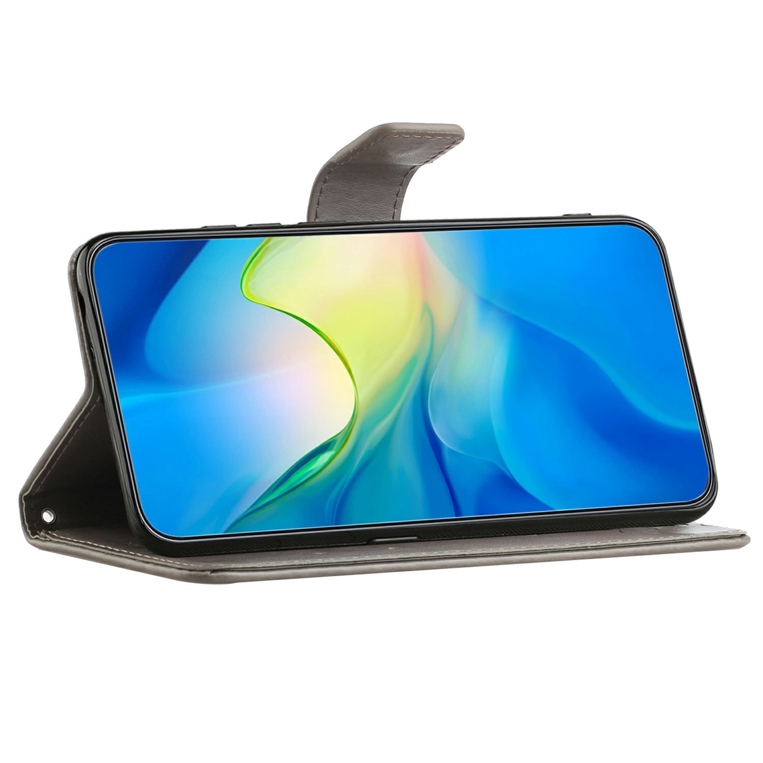 Lærveske Sommerfugler Samsung Galaxy A17 Grå