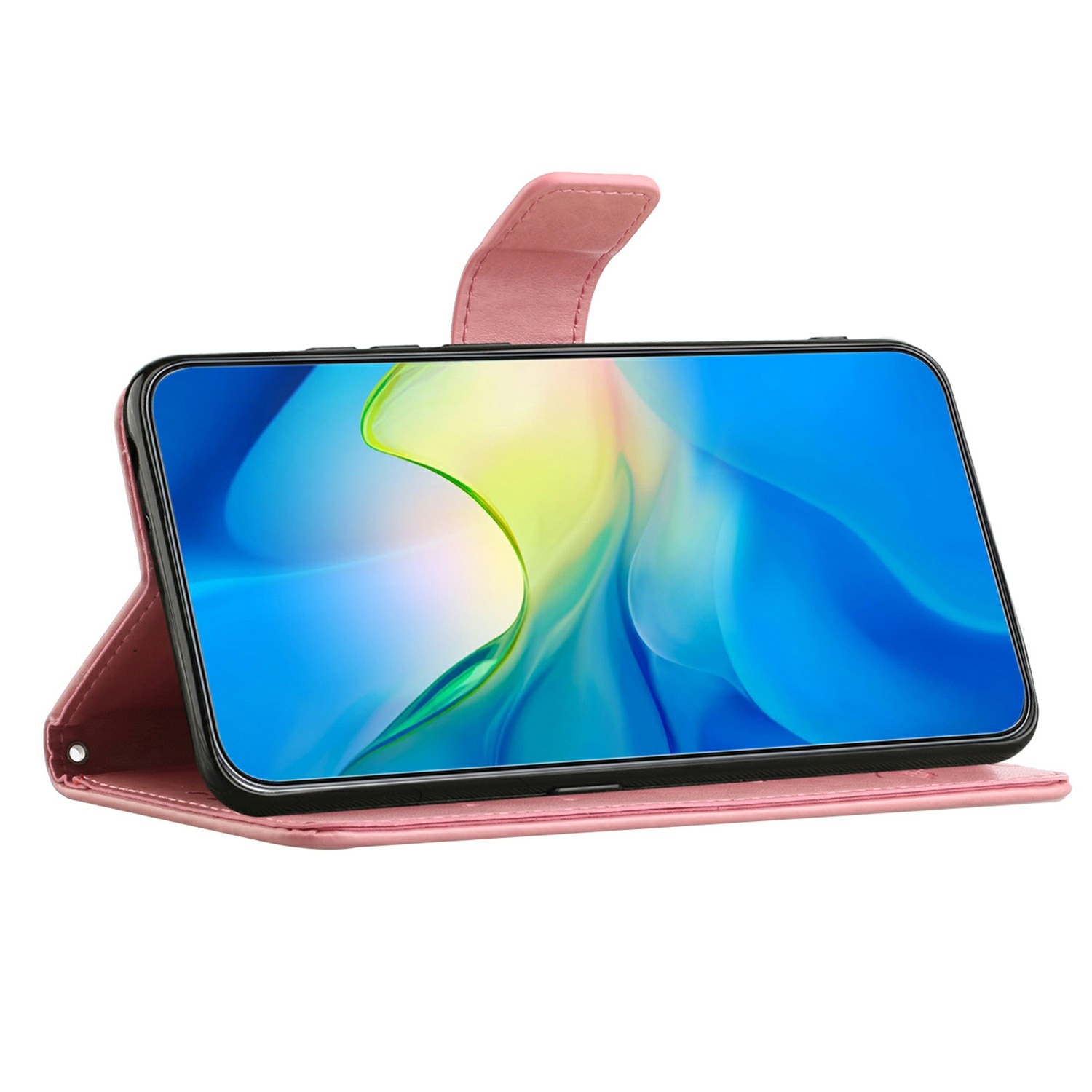 Lærveske Sommerfugler Samsung Galaxy A17 Rosa