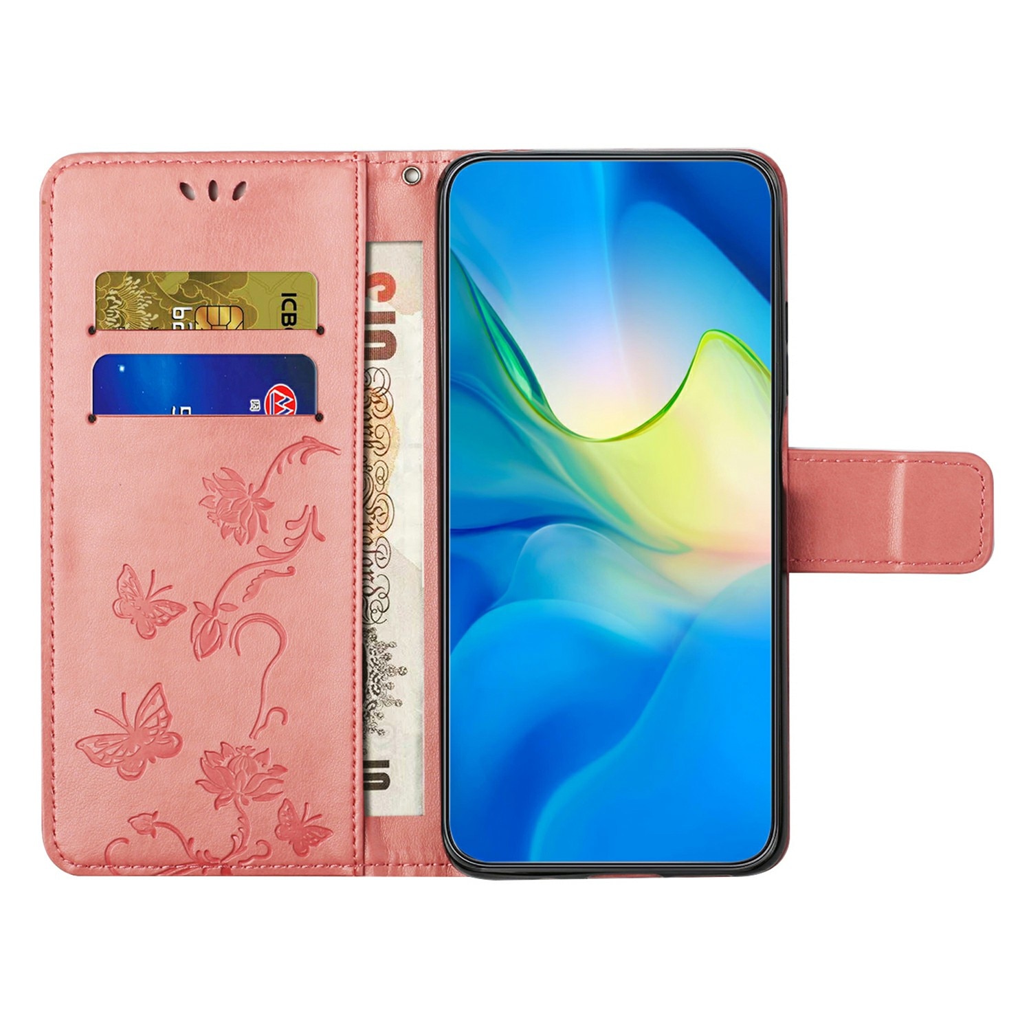 Lærveske Sommerfugler Samsung Galaxy A26 Rosa
