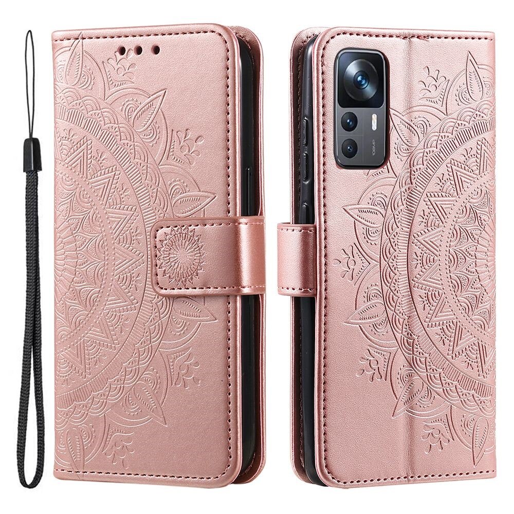 Lærveske Mandala Xiaomi 12T/12T Pro rosa gull