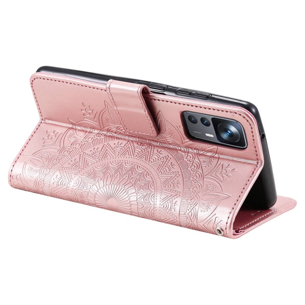 Lærveske Mandala Xiaomi 12T/12T Pro rosa gull