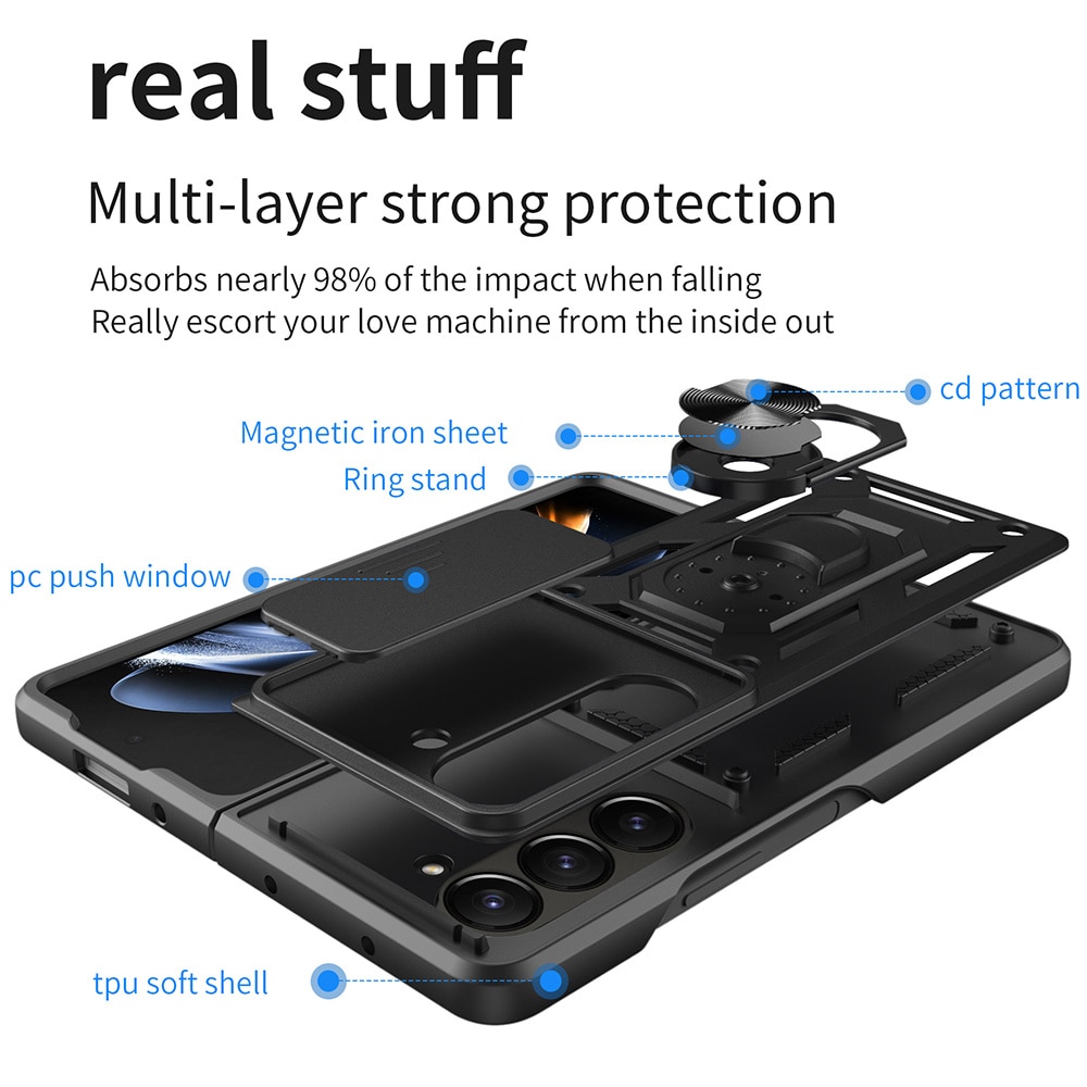 Hybriddeksel Tech Ring+Kamerabeskyttelse Samsung Galaxy Z Fold 7 svart