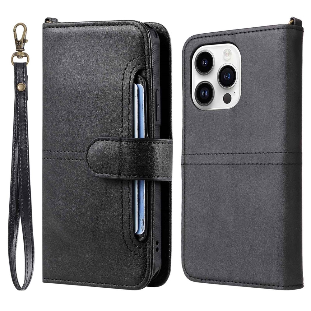 Magnet Leather Wallet iPhone 14 Pro svart