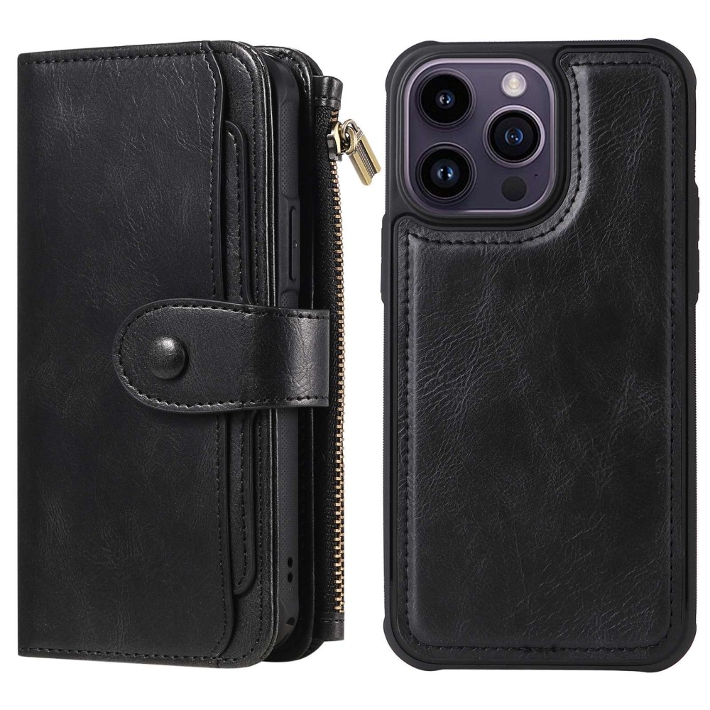Magnet Leather Multi-Wallet iPhone 14 Pro Max svart