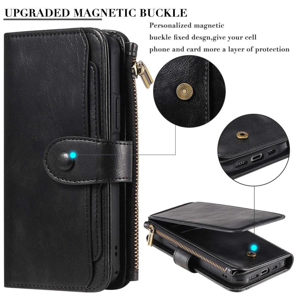 Magnet Leather Multi-Wallet iPhone 14 Pro svart