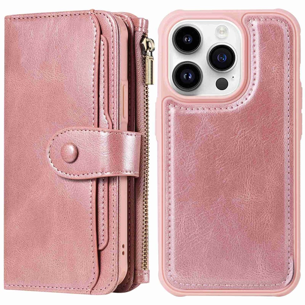 Magnet Leather Multi-Wallet iPhone 14 Pro rosa