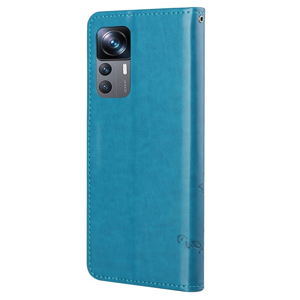 Lærveske Sommerfugler Xiaomi 12T/12T Pro Blå