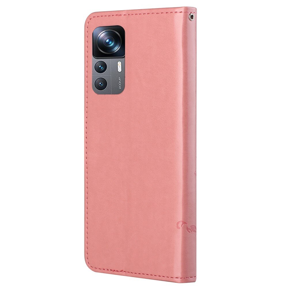 Lærveske Sommerfugler Xiaomi 12T/12T Pro rosa