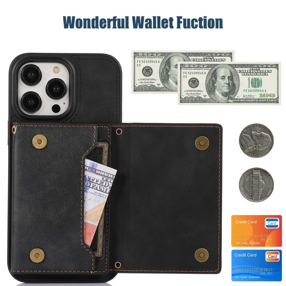 Lommebokdeksel Glitter iPhone 14 Pro svart