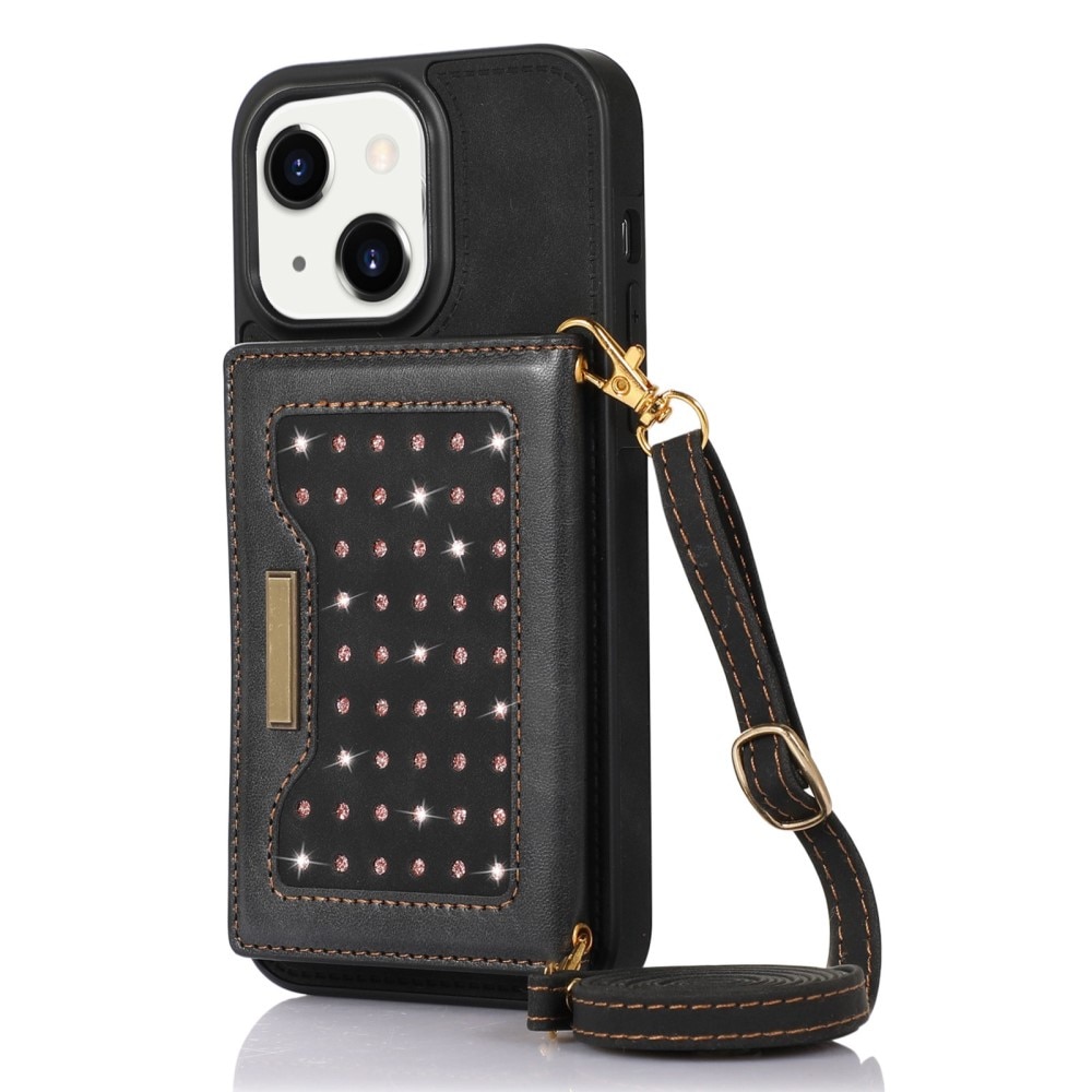 Lommebokdeksel Glitter iPhone 14 svart