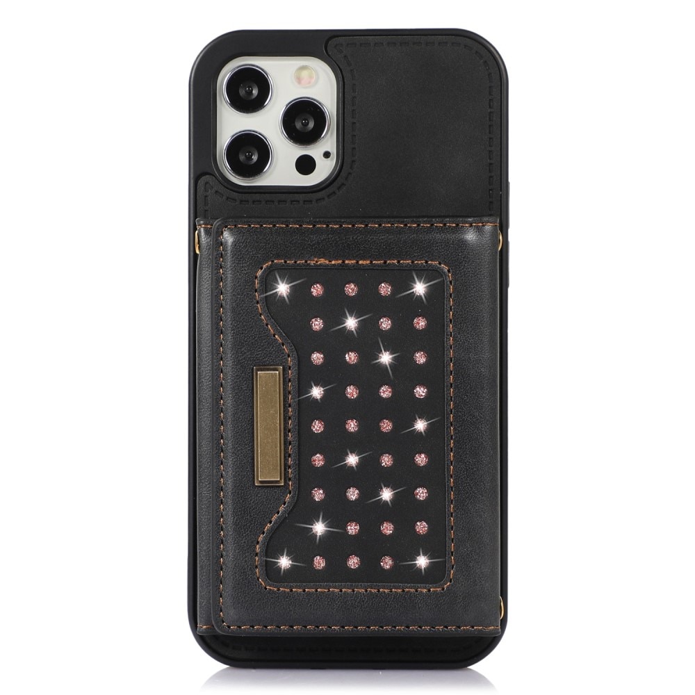 Lommebokdeksel Glitter iPhone 12/12 Pro svart