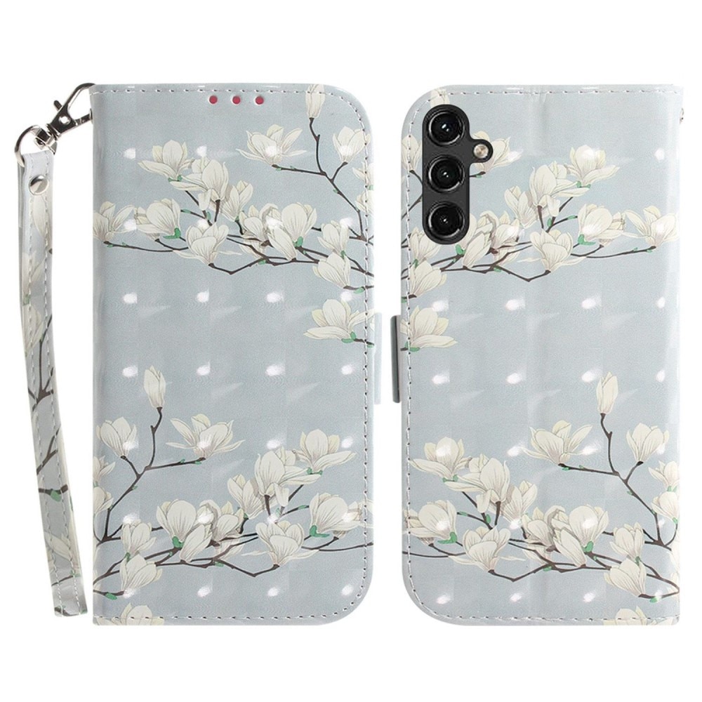 Mobildeksel 3D Samsung Galaxy A14 hvite blomster