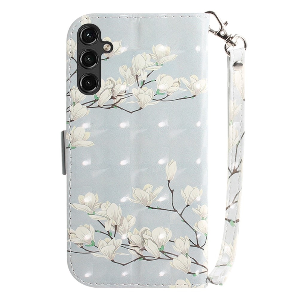 Mobildeksel 3D Samsung Galaxy A14 hvite blomster