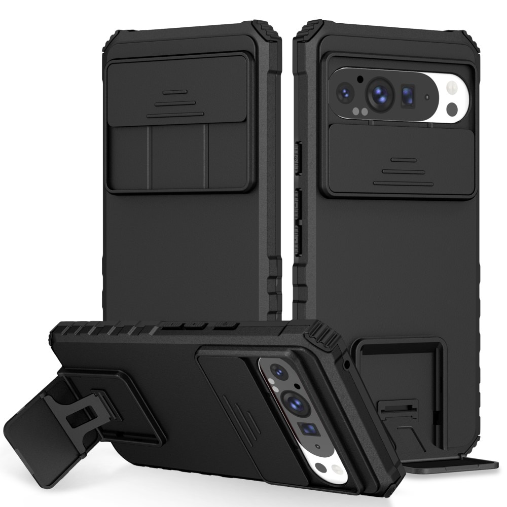 Google Pixel 9 Pro XL Kickstand Deksel kamerabeskyttelse Svart