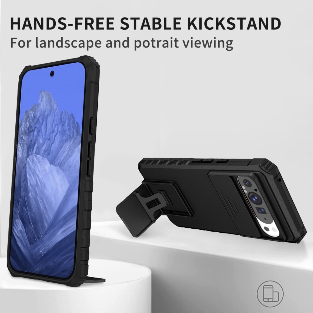 Google Pixel 9 Pro XL Kickstand Deksel kamerabeskyttelse Svart