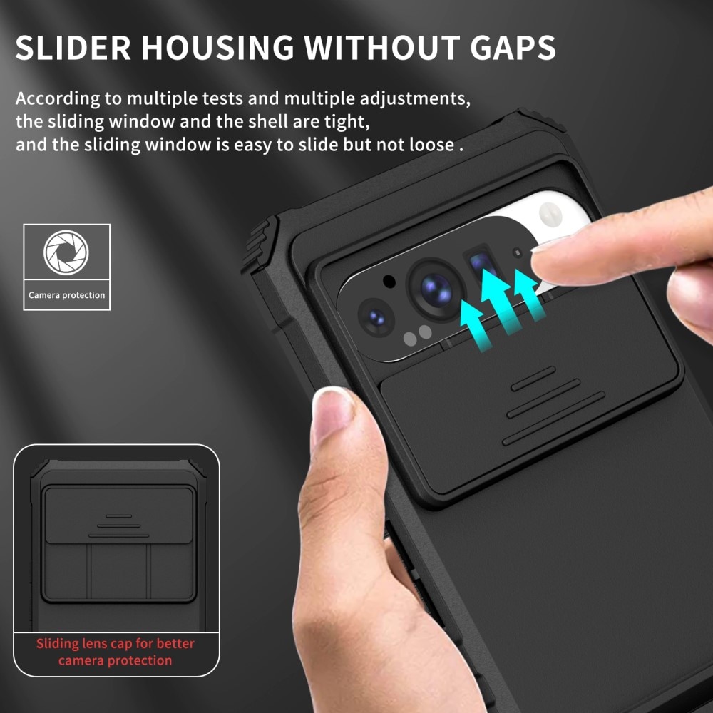 Google Pixel 9 Pro XL Kickstand Deksel kamerabeskyttelse Svart