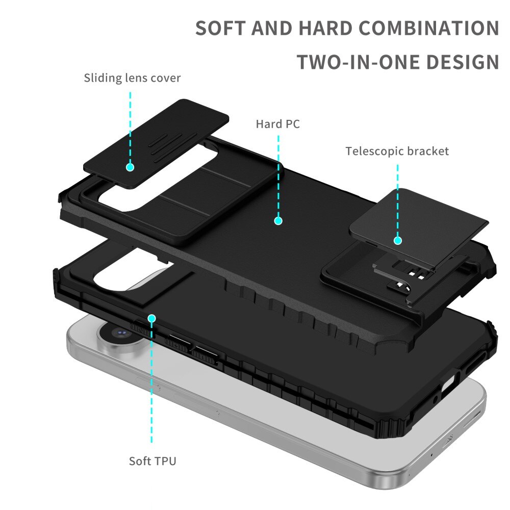 Google Pixel 9 Pro XL Kickstand Deksel kamerabeskyttelse Svart