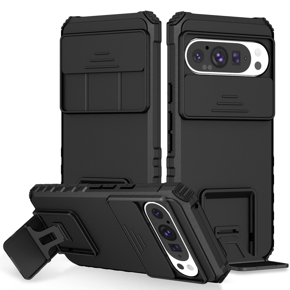 Google Pixel 9 Kickstand Deksel kamerabeskyttelse Svart