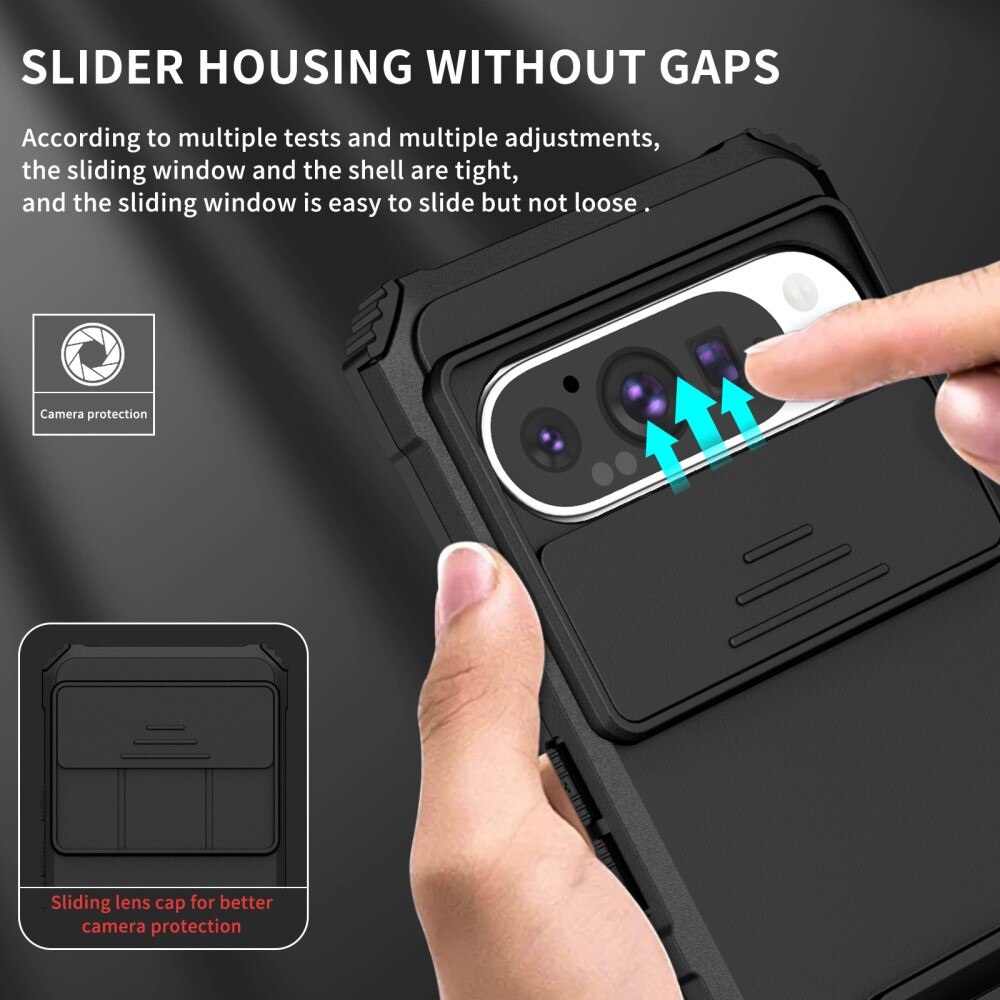 Google Pixel 9 Kickstand Deksel kamerabeskyttelse Svart