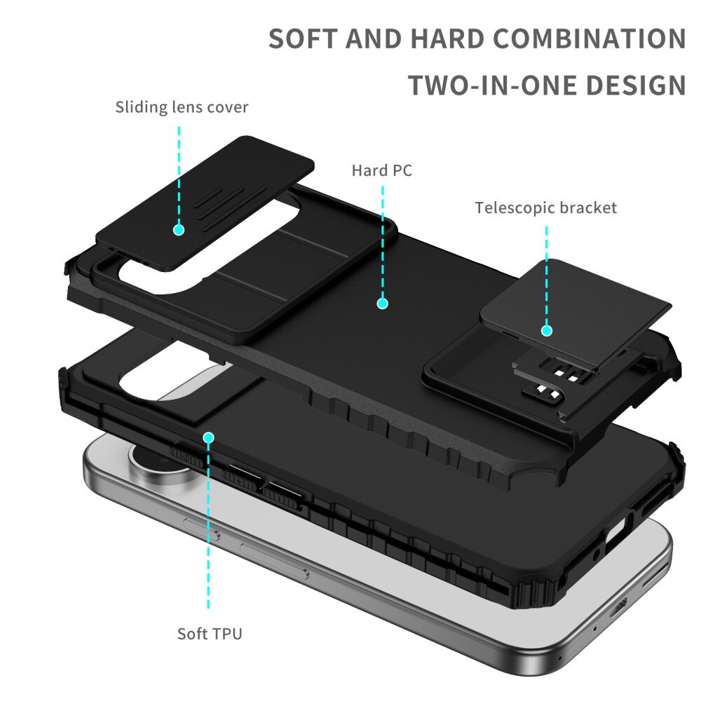 Google Pixel 9 Kickstand Deksel kamerabeskyttelse Svart