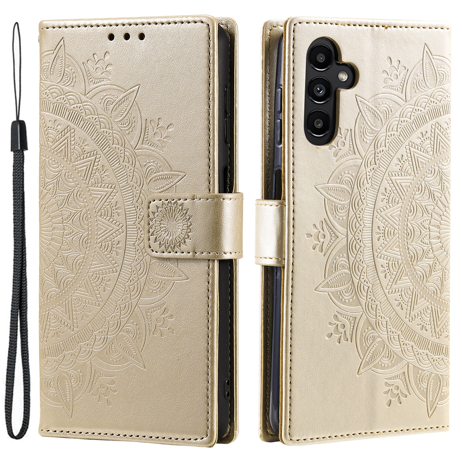 Lærveske Mandala Samsung Galaxy A17 Gull