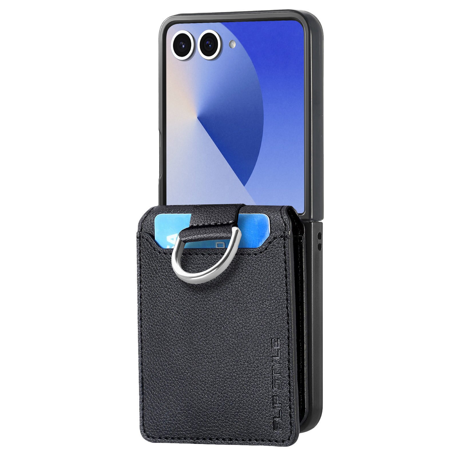 Samsung Galaxy Z Flip 7 Deksel Ringholder + Kortholder svart