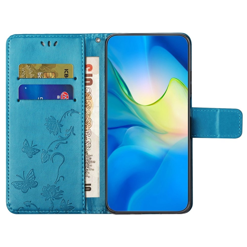 Lærveske Sommerfugler Samsung Galaxy A14 Blå