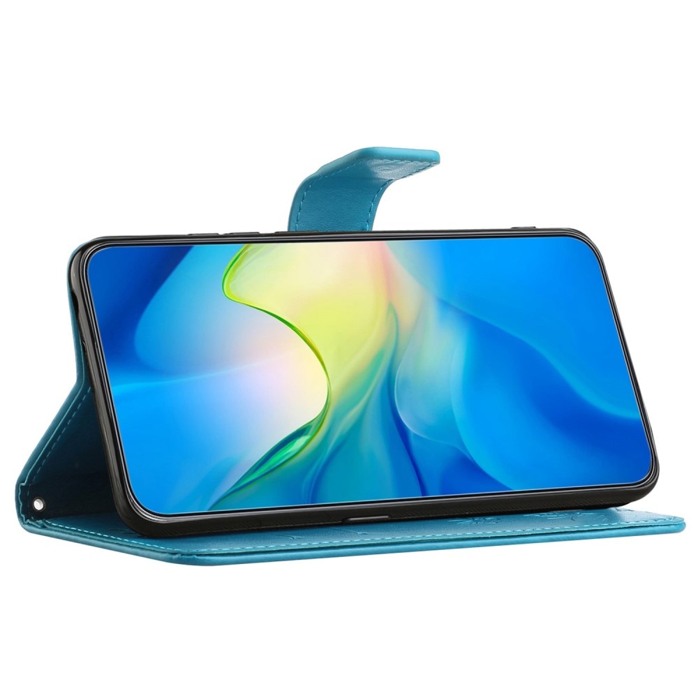 Lærveske Sommerfugler Samsung Galaxy A14 blå