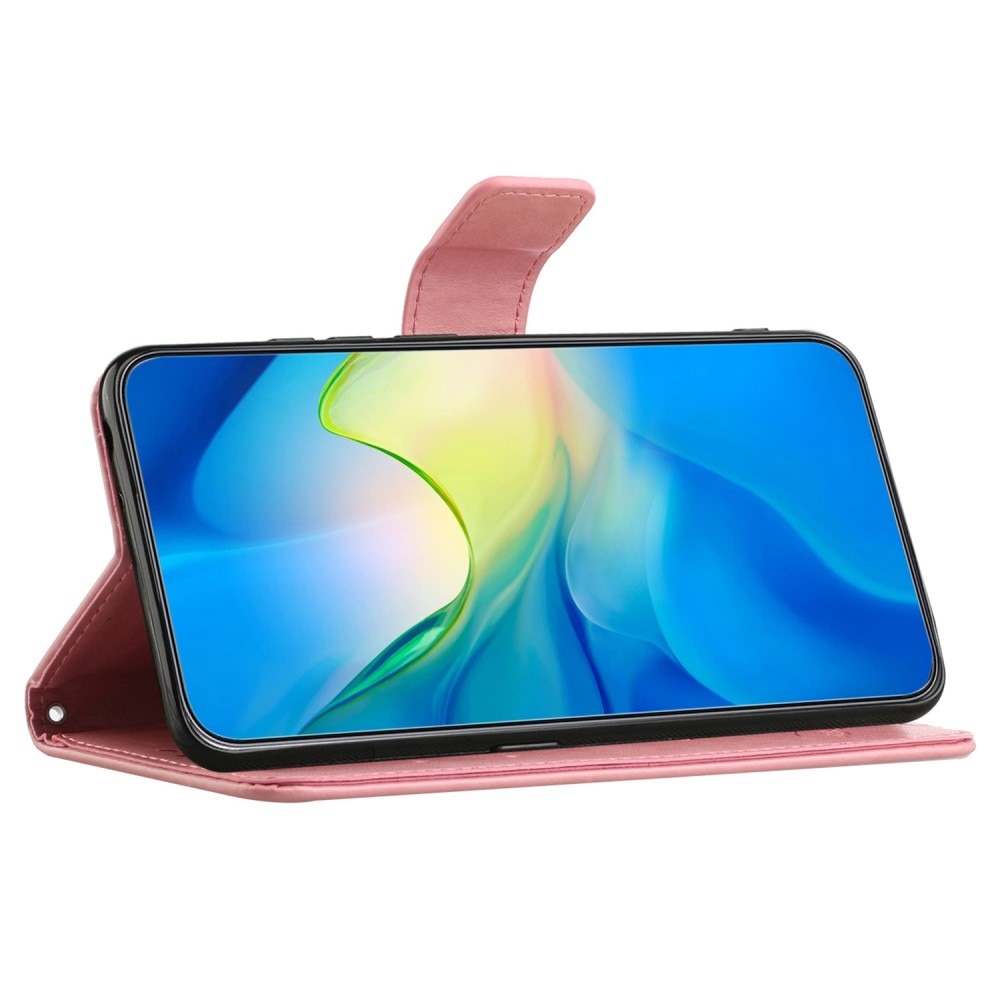 Lærveske Sommerfugler Samsung Galaxy A14 rosa