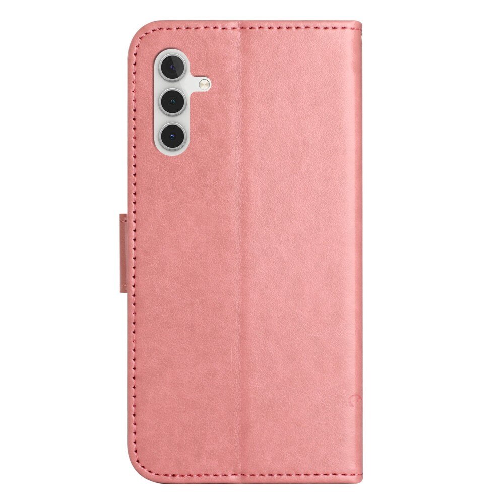 Lærveske Sommerfugler Samsung Galaxy A14 rosa