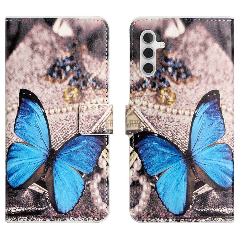 Mobilveske Samsung Galaxy A14 blå sommerfugl