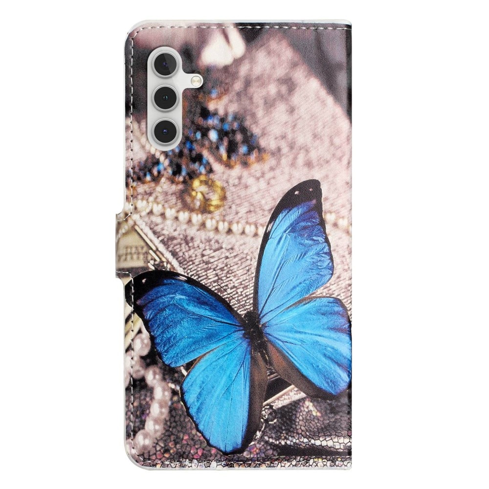 Mobilveske Samsung Galaxy A14 blå sommerfugl