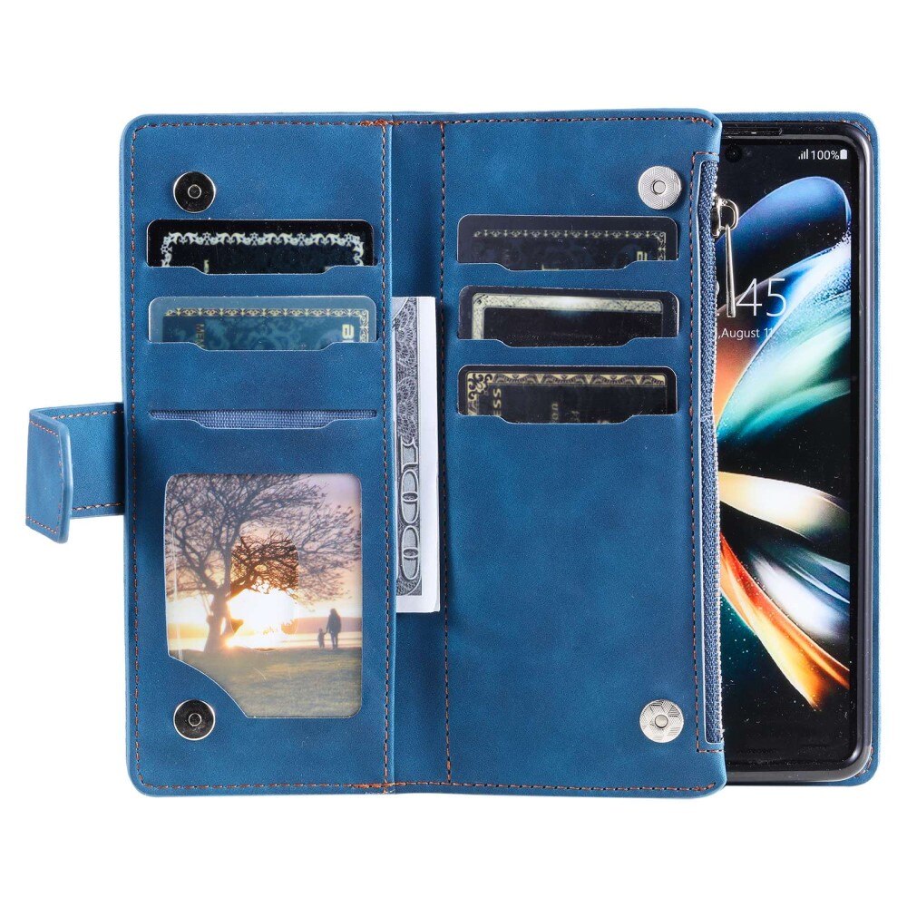 Lommebokveske Samsung Galaxy Z Fold 4 Quilted Blå