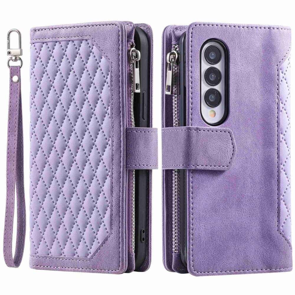 Lommebokveske Samsung Galaxy Z Fold 4 Quilted lilla